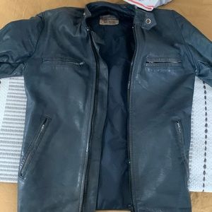Leather Motorcycle Jacket / British Cycle Leathers / Vintage / Navy / Size 34